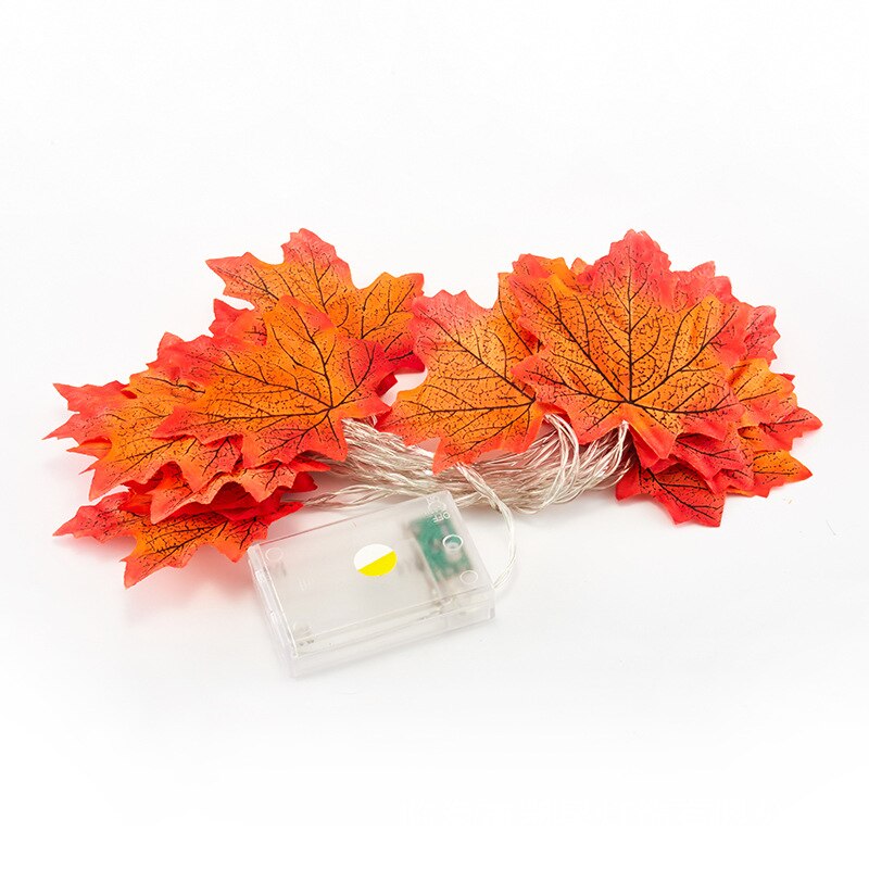 Fairy LED Maple Leaves String Battery/USB Powered Fall Autumn Plants Garland Fence Party Stair Railing Decoration 2M/3M: Red leaf / 2m 10leds battery