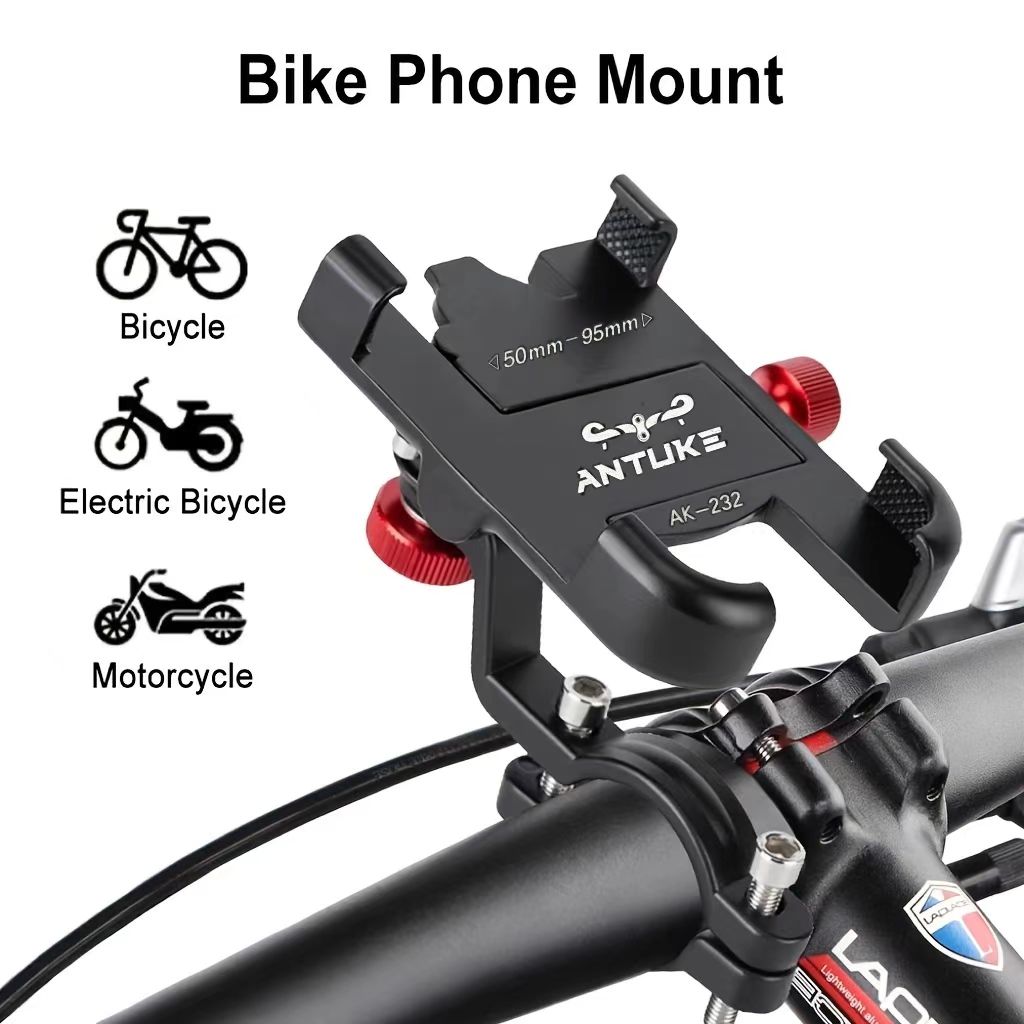 Mountain bike phone holder bicycle holder 360 ° rotatable aluminum alloy adjustable bicycle phone holder anti slip riding holder