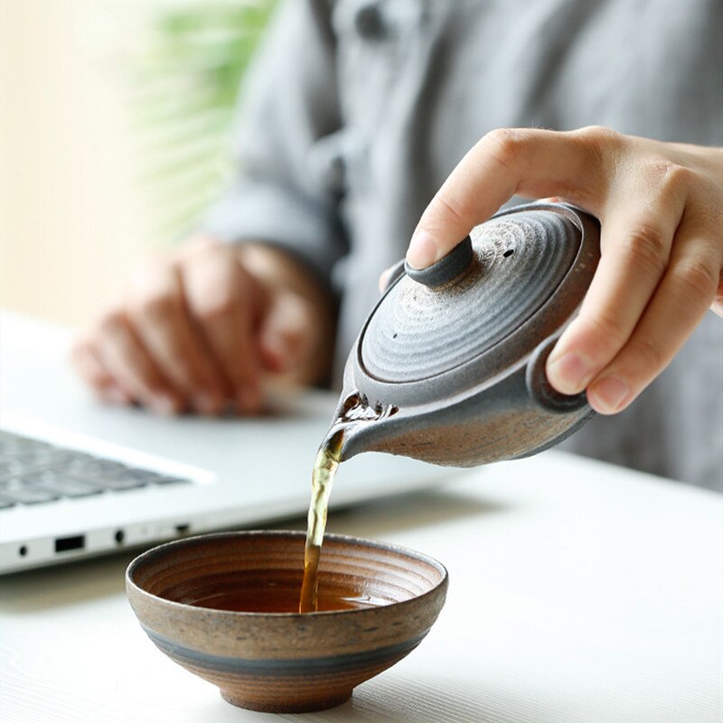 Service à thé Portable gaiwan japonais | Théière en céramique, service de tasses à thé, voyage tasse rapide, verres à boissons faits à la main
