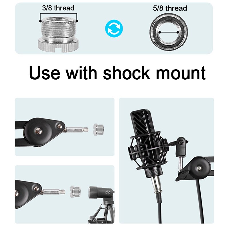 Microphone Boom Arm Stand Heavy Duty Adjustable Suspension Scissor Spring Built-in Mic Stand For Blue Yeti Blue Snowball Bracket