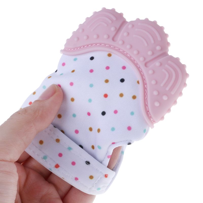 Gants de dentition pour bébé dents grinçantes Oral -né morsure mâcher jouets sonores Silicone réglable sans BPA mitaine fournitures d'allaitement