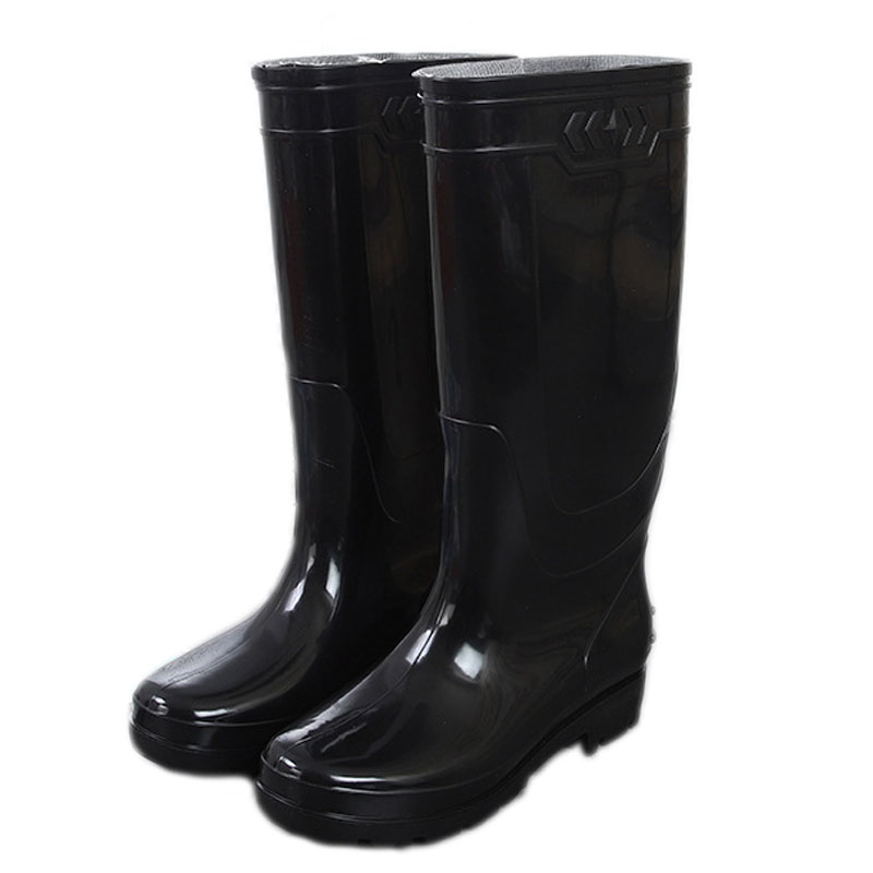 Aleafalling-Botas de lluvia de tendencia media pantorrilla para hombre, zapatos planos impermeables de PVC, botas de goma de lluvia alta para trabajadores de jardín M060: 44
