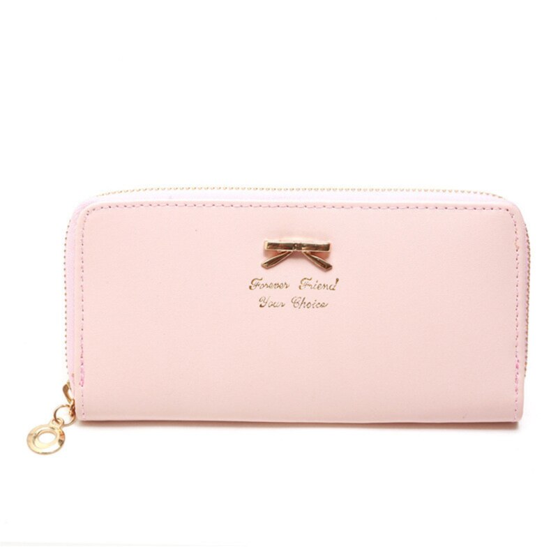 Lungo delle donne Del Raccoglitore di Bowknot Regalo di Modo Bello Sacchetto Dei Soldi del Supporto di Carta di Credito di IDENTIFICAZIONE Kawaii Della Signora Portatile Per Le Ragazze Lungo Femminile borsa: Pink