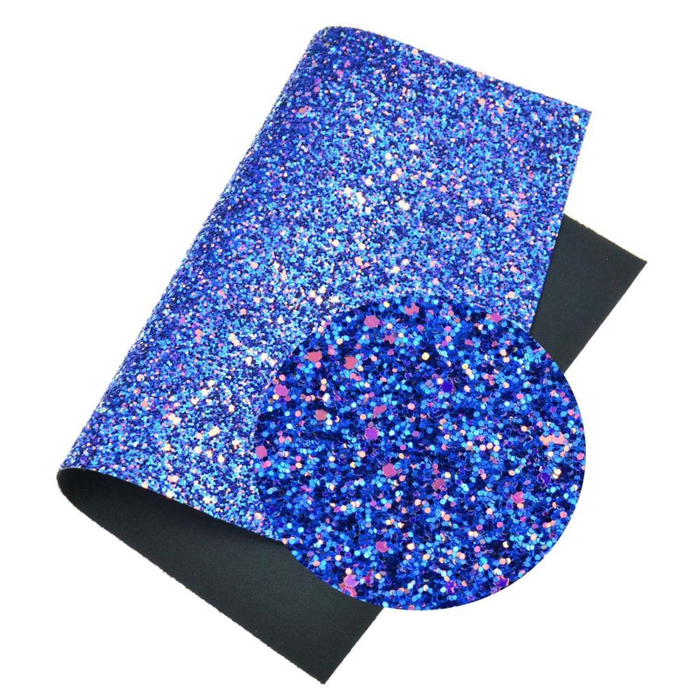 22*30cm A4 Chunky Glitter Synthetisch Leer Stof Glanzende Boog Stof DIY Accessoires Stof Handgemaakte Ambachten Patchwork Materiaal: Royal Blue