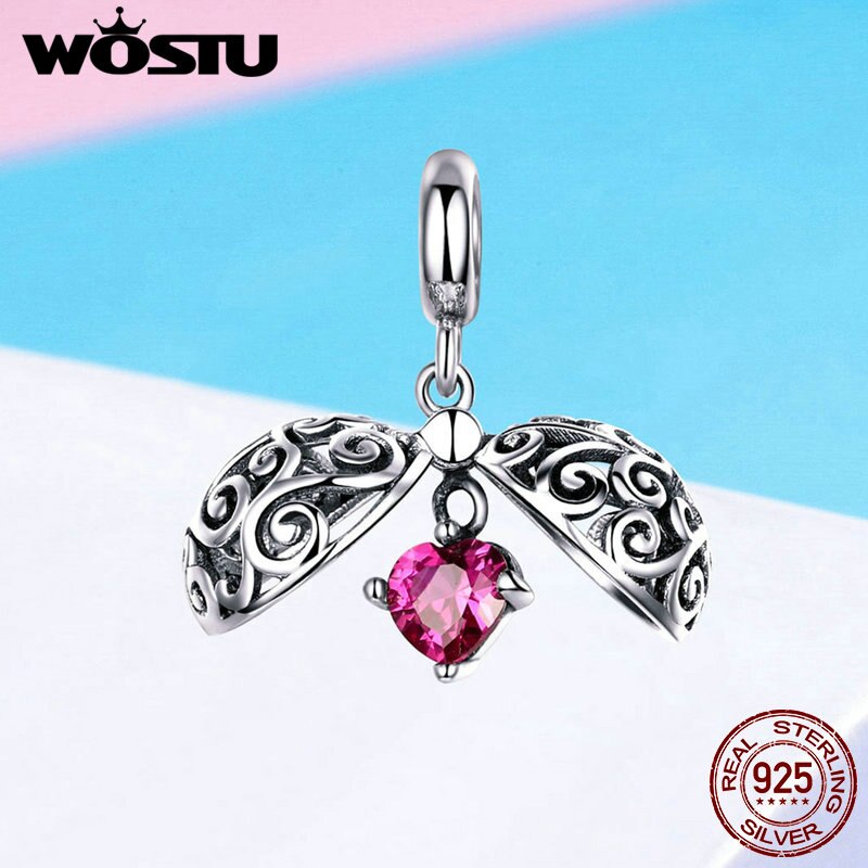WOSTU Einzigartige 100% 925 Sterling Silber Offenen Herzen Charme Liebe Perlen Fit Original Armband Anhänger Halskette Schmuck, Der DXC1114