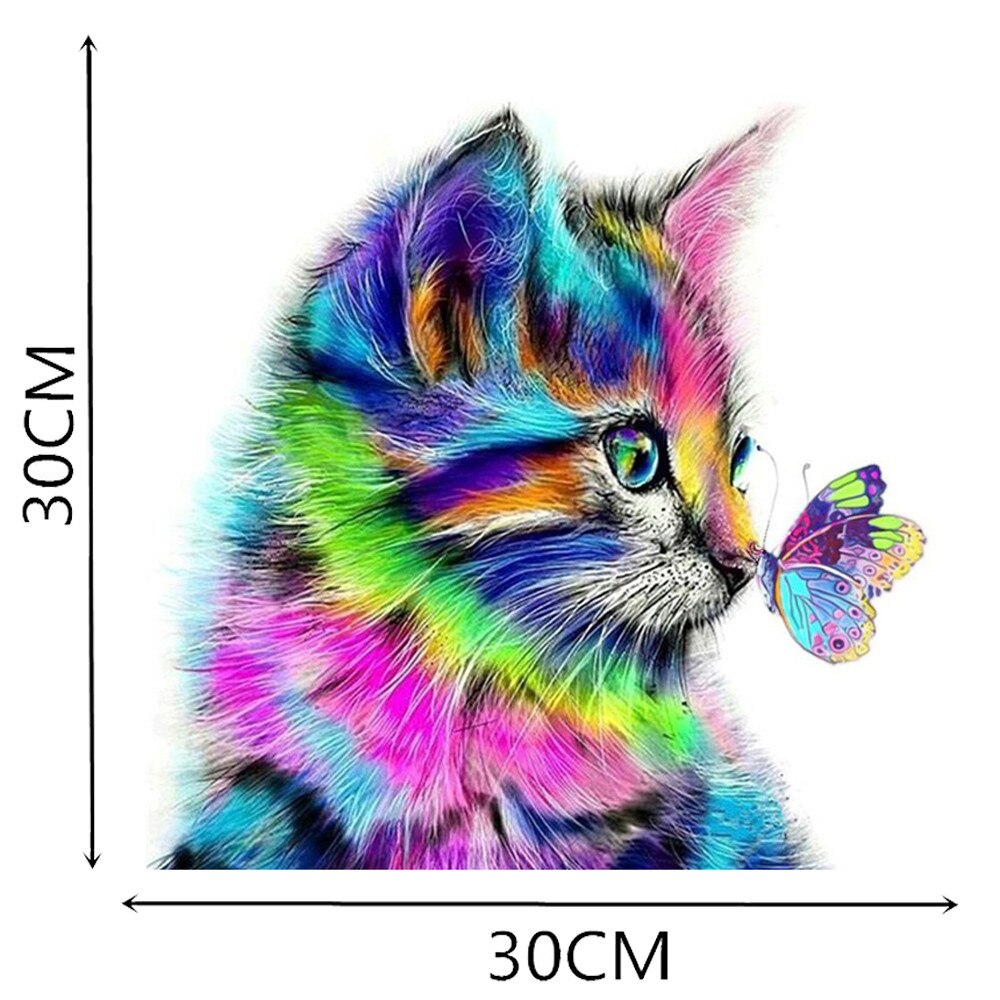 Cuentas cuadradas 5d Diy de gato pintado Diamante, colores del Arcoíris, bordado 3d, punto de cruz 5d, decoración para sala de estar, # T5P