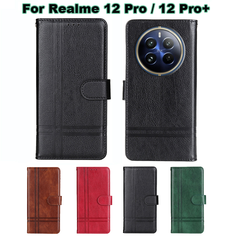 Flip Case Voor Realme 12 Pro + Funda Portemonnee Cover Voor Realme 12 Pro Rmx3842 Rmx3843 Coque Op Etui Realmi 12pro Plus Rmx3840 Rmx3841
