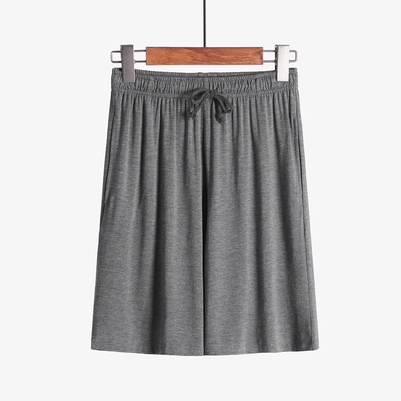 Plus Size 4XL Men Summer Solid Soft Sleeping Shorts Mens Sleepwear Casual Sleep Pants Loose Comfortable Sleep Bottoms Homewear: C Dark Gray / L