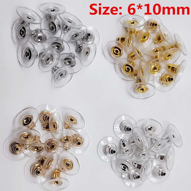 50/100 pièces pas cher résultats de bijoux en métal accessoires perles bouchons d'oreille écrous de poteau clair souple Silicone caoutchouc boucle d'oreille dos bouchon