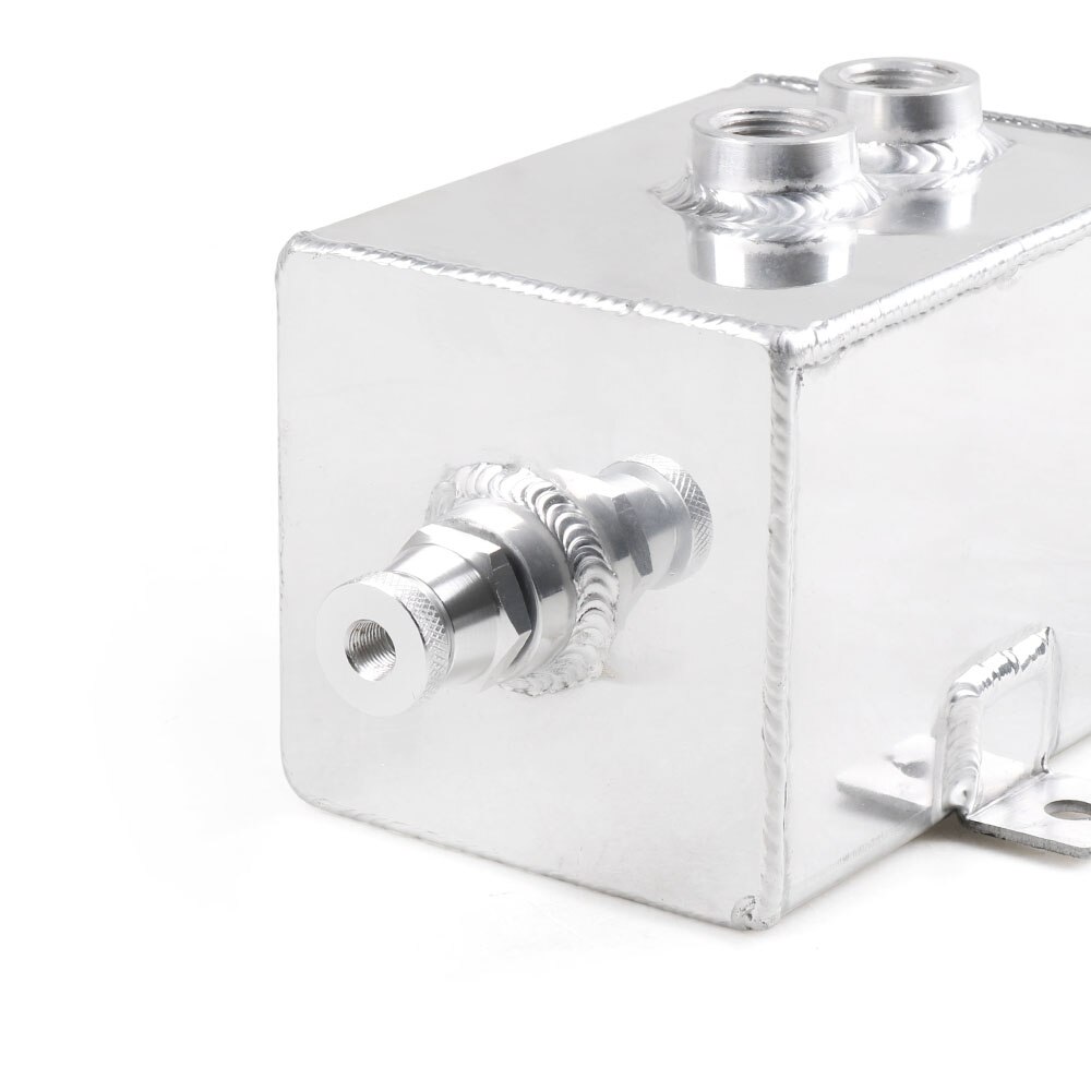 2L Universal Car Aluminum Oil Catch Tank Fuel Tanks With Breather &amp; Filter Drain Tap 2LT Baffled