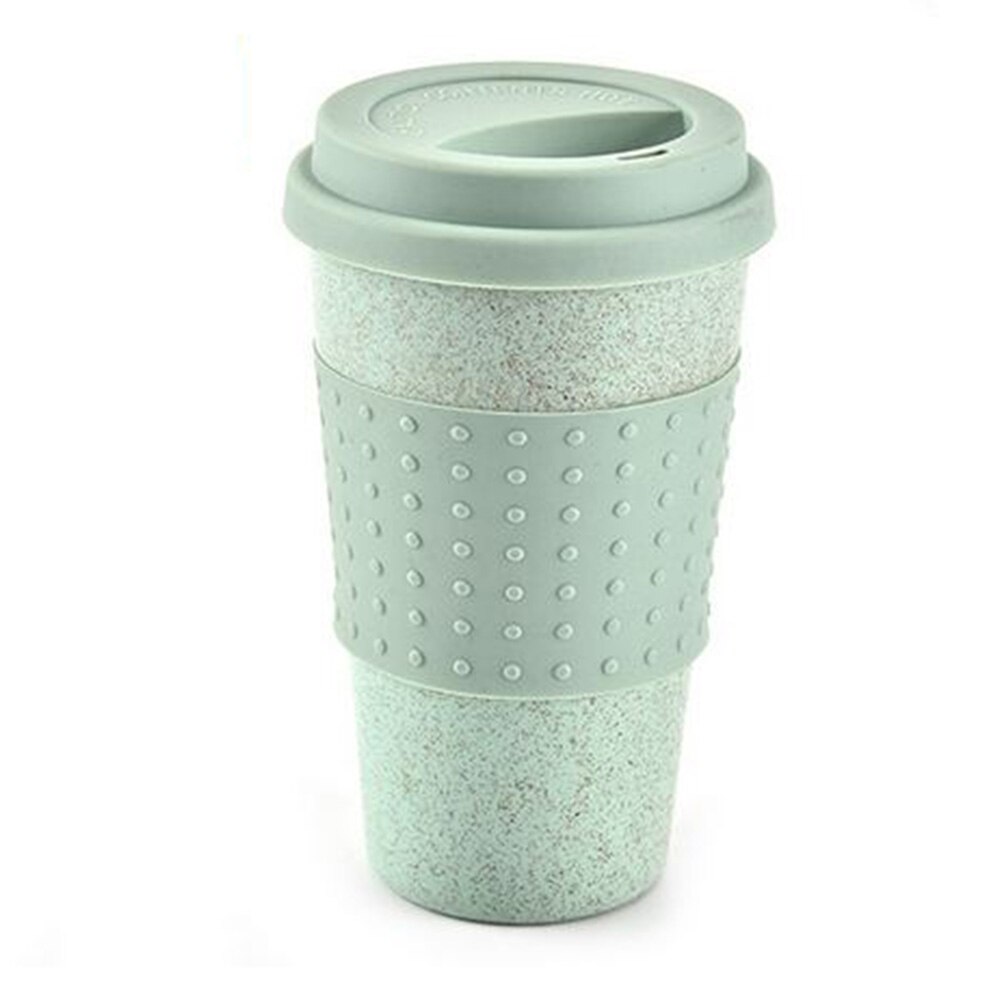 Portable Practical Reusable PP Biodegradable Wheat Straw Coffee Cups Eco Friendly Non-slip Solid Travel Car Mugs Useful Outdoor: Green