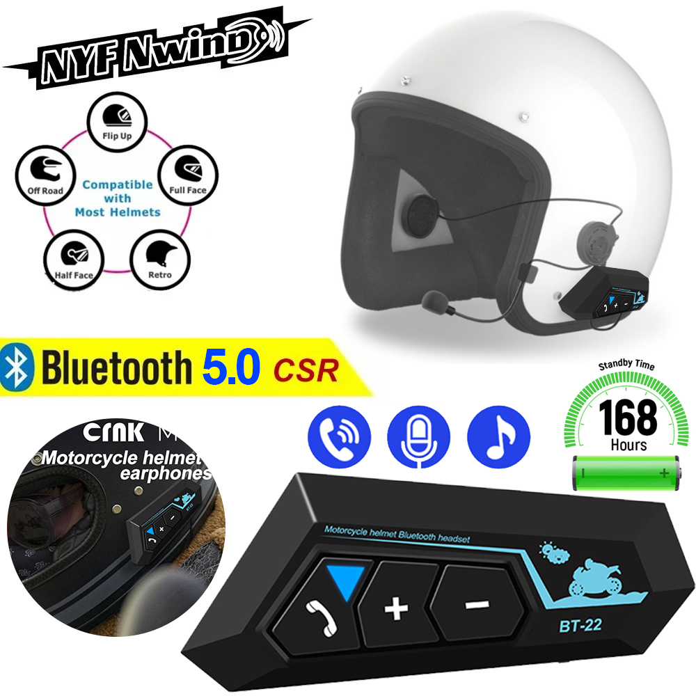 Bt22 Bluetooth Motorhelm Headset Hoofdtelefoon Draadloze Motor Fiets Handsfree Stereo Oortelefoon Luidspreker Met Zachte Microfoon