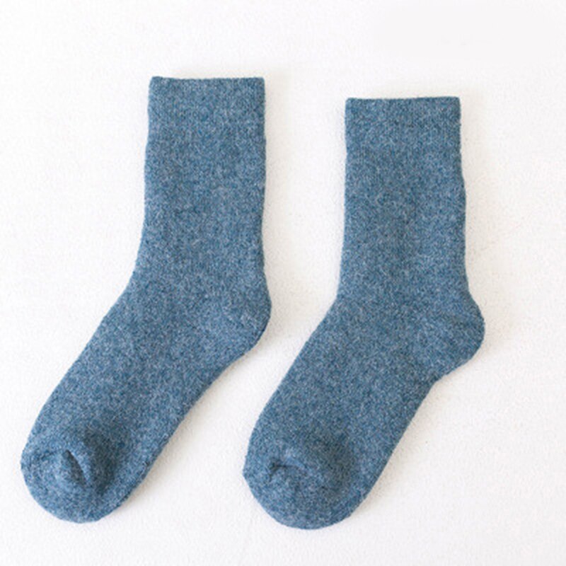 Winter Wool Warm Socks Super Soft Thick Solid Color Casual Socks For Men Women: Blue