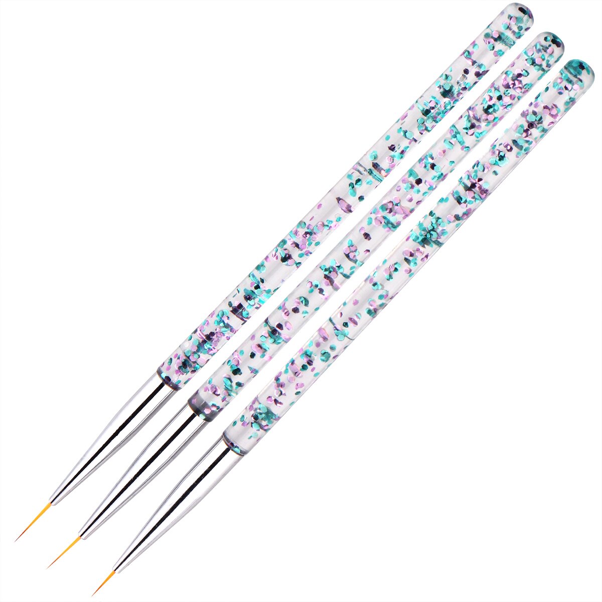 Monja 3 Stks/set Nail Art Meerdere Stijlen Handvat Schilderij Borstel Kit Franse Streep Line Liner Patroon Diy Tekening Pen Manicure tool: 7
