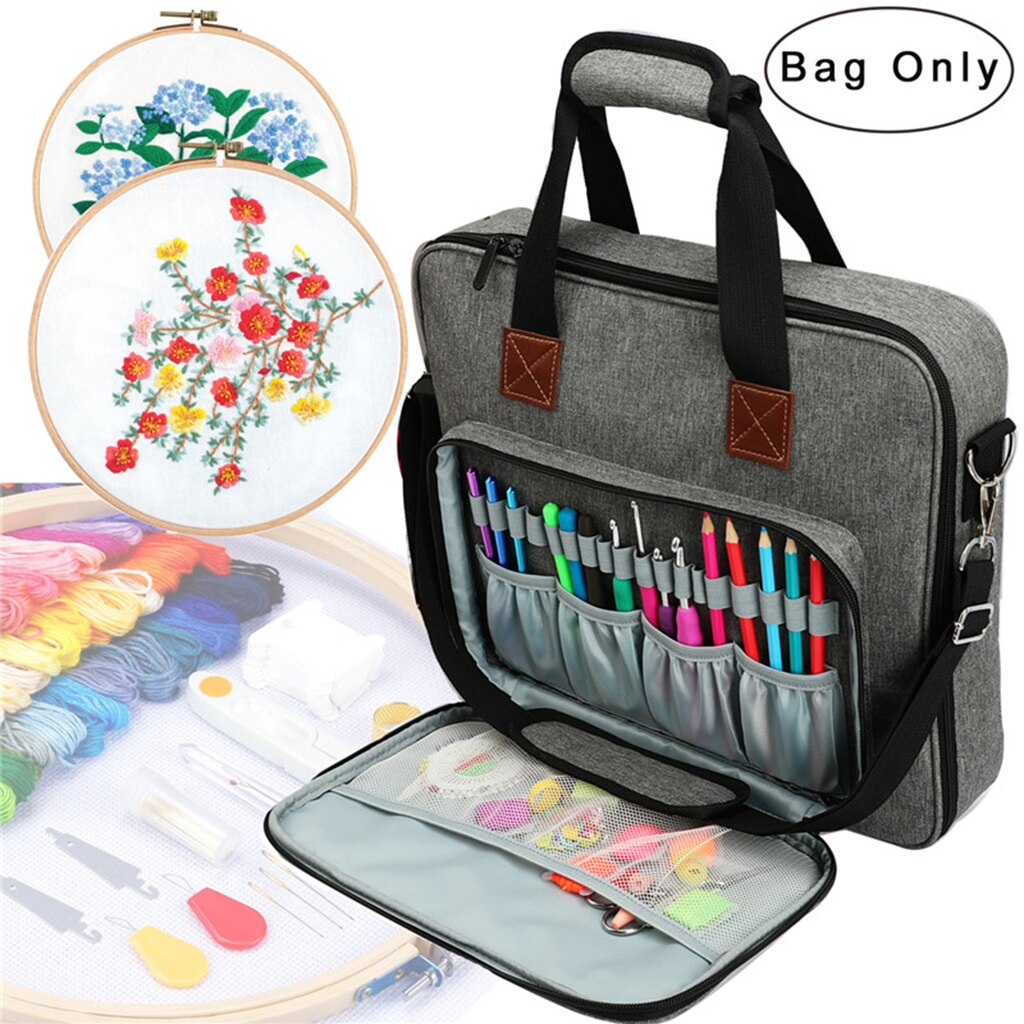 Embroidery Project Bag for Yarn Storage Divider Travel Sewing Needles Knitting
