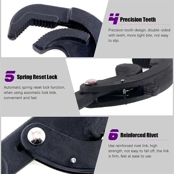 Mintiml Universal Pipe Wrench Auto Lock Adjustable Plumber large Open End Wrench Faucets Spanner Repair Tool for Water Pipe