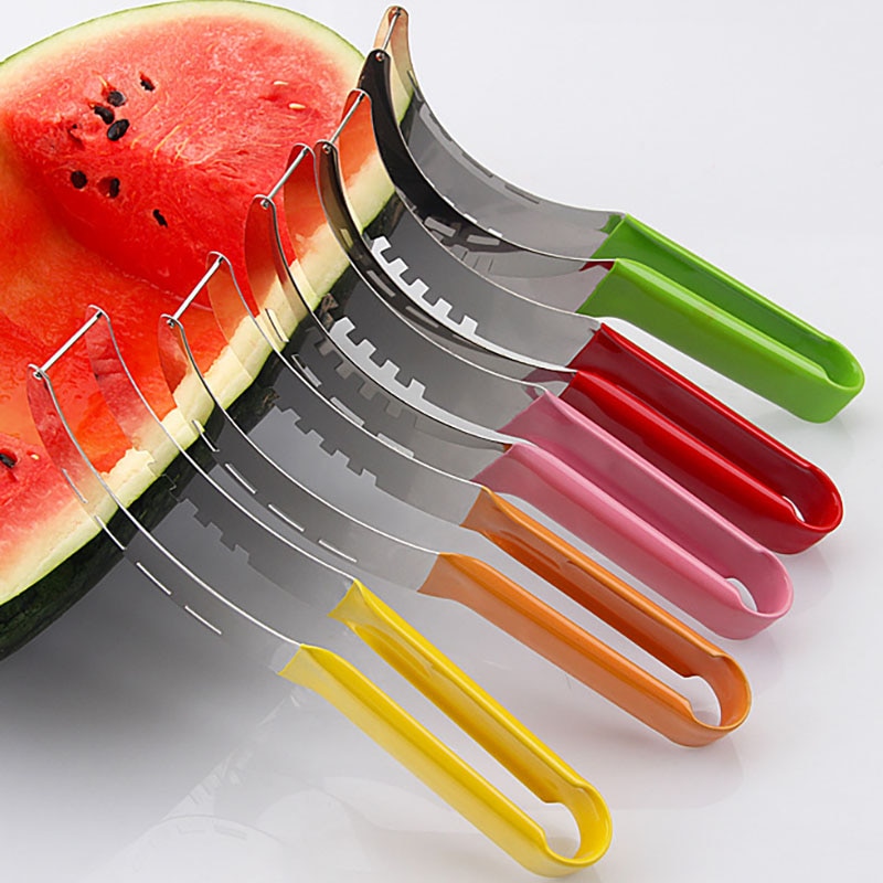 5 kleuren Rvs Watermeloen Slicer Cutter Mes Corer Fruit Groente Gereedschap Keuken Gadgets