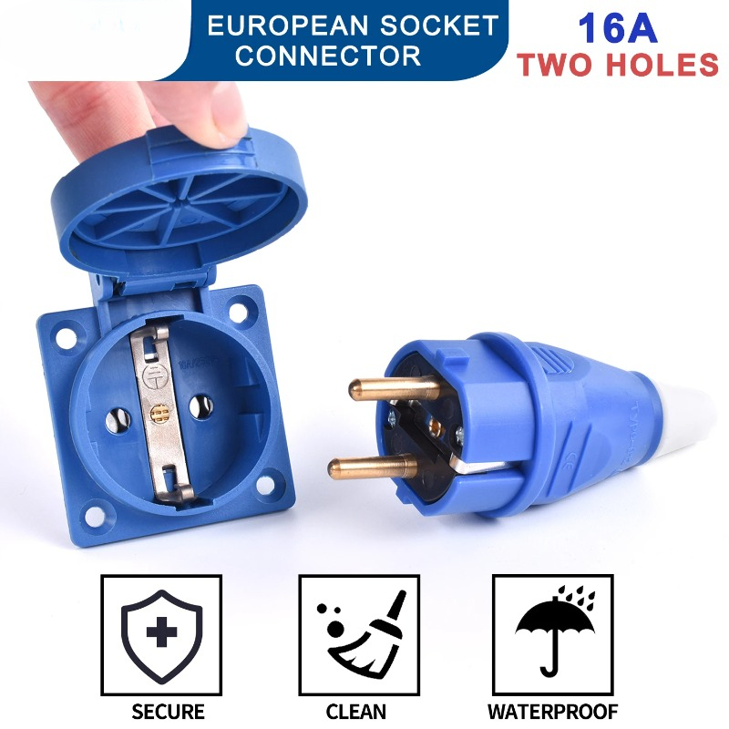 EU. Industriestecker-Fliegenbuchse SCHUKO wasserdicht 2PIN 16A IP44 IP54 verdeckte/wandige oberflächenmontierte Steckdose 200V 250V MÄNNLICH WEIBLICH