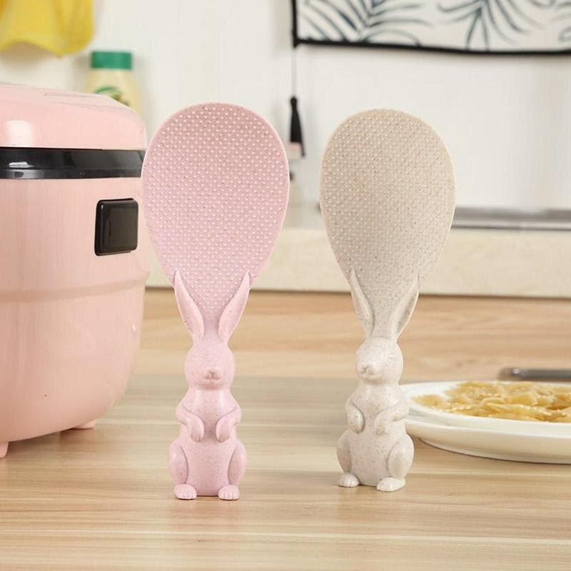 Rabbit Spoon Can Stand Up Rabbit Rice Shovel Rice Cooker Non-Stick Rice Spoon Kitchen Spoon Rice Cartoon W5A7