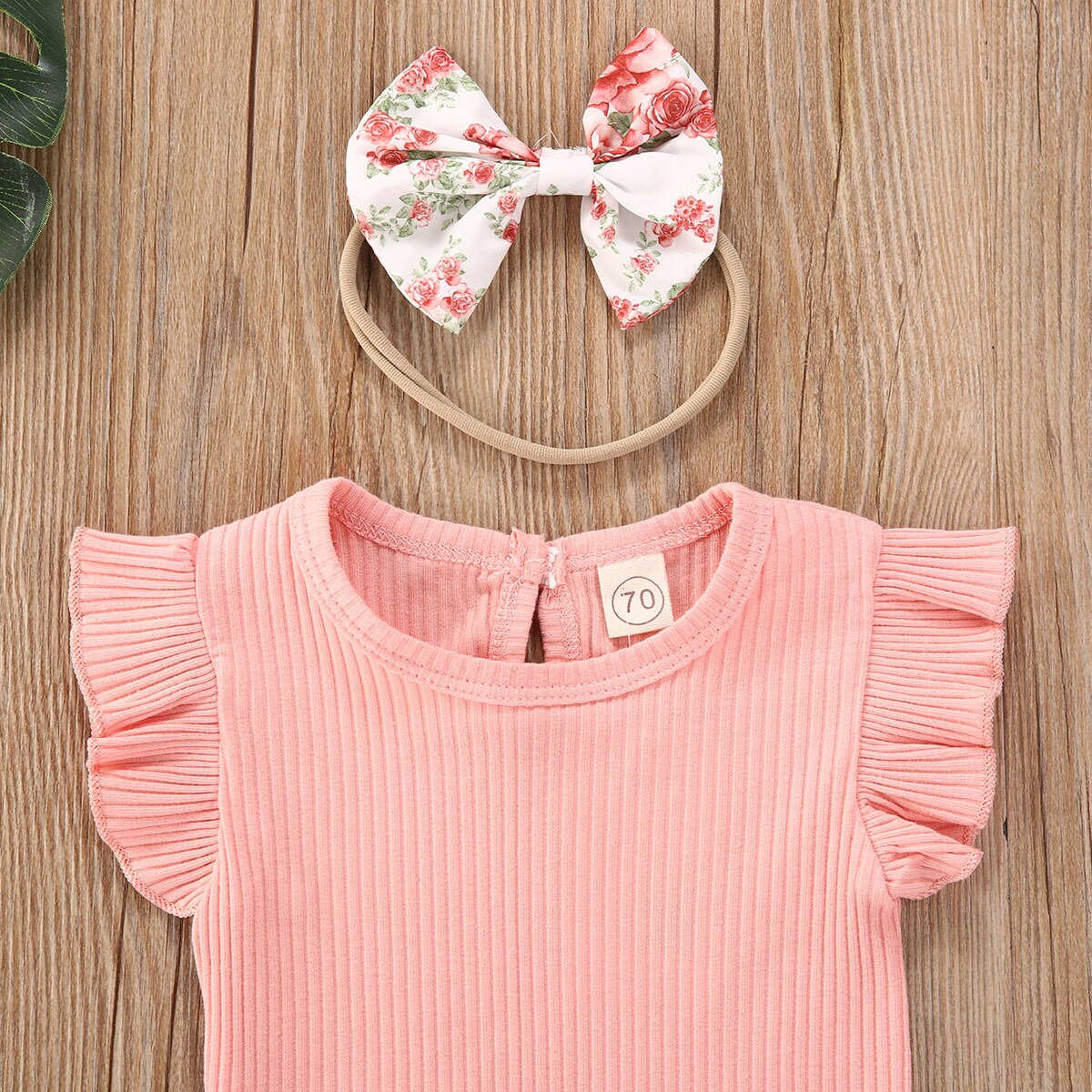 Schattige Baby Meisje Kleding Ruches Mouwloze Top + Bloemenprint Shorts + Hoofdband 3 Stuks Maat 0-24M