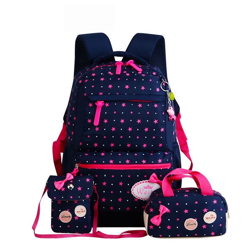 Teenagers girls Lightweight waterproof school bags star printing children school backpacks child orthopedics schoolbag bolsa: Deep Blue b
