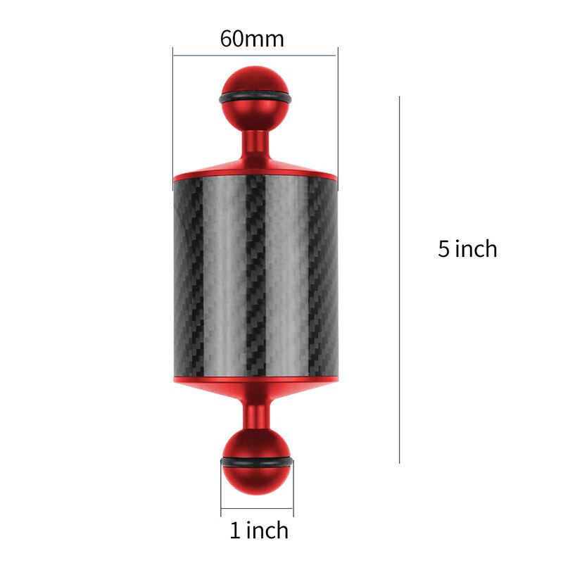 Diving Photography Accessories Buoyancy-Arm Buoyancy Arm 60 Mm Carbon Fiber Ball Arm Single-lens Reflex Camera Waterproof Case: Red