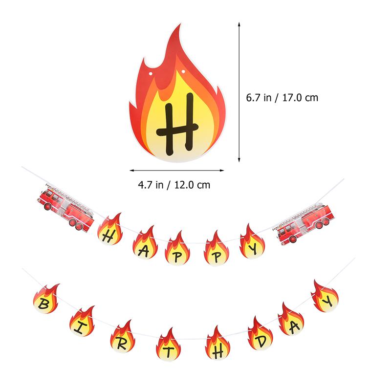 1 Set Fireman Banners HAPPY BIRTHDAY Banners Fire Fighter Buntings Birthday Banner Party Decoration