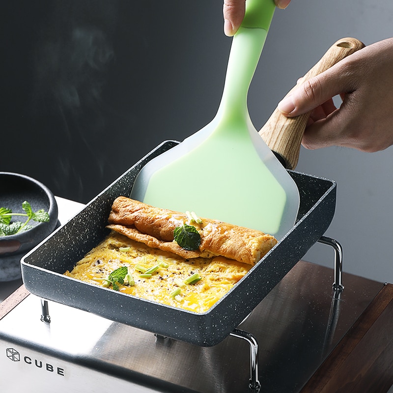 Non-stick Kleine Koekenpan Japanse Stijl Pan Siliconen Schop multifunctionele Gelaagde Omelet Pot