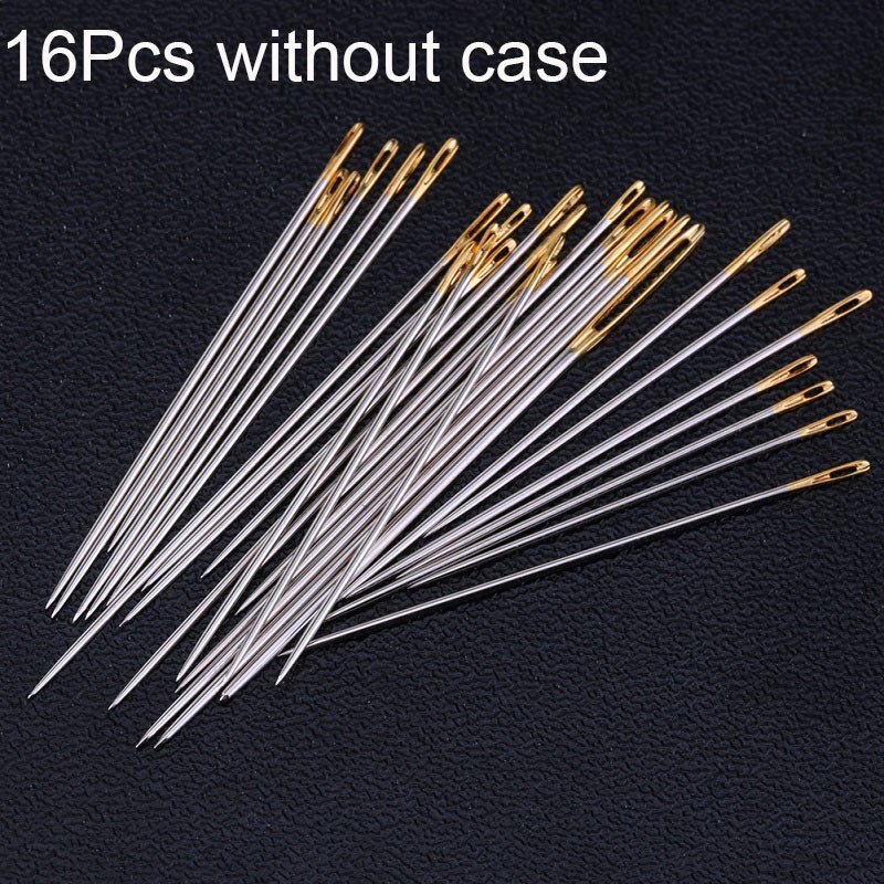 16/55Pcs Embroidery Sewing Needles Kits Stainless Steel Sewing Set Mending Craft Quilt Needles Sewing Accessories: 16Pcs