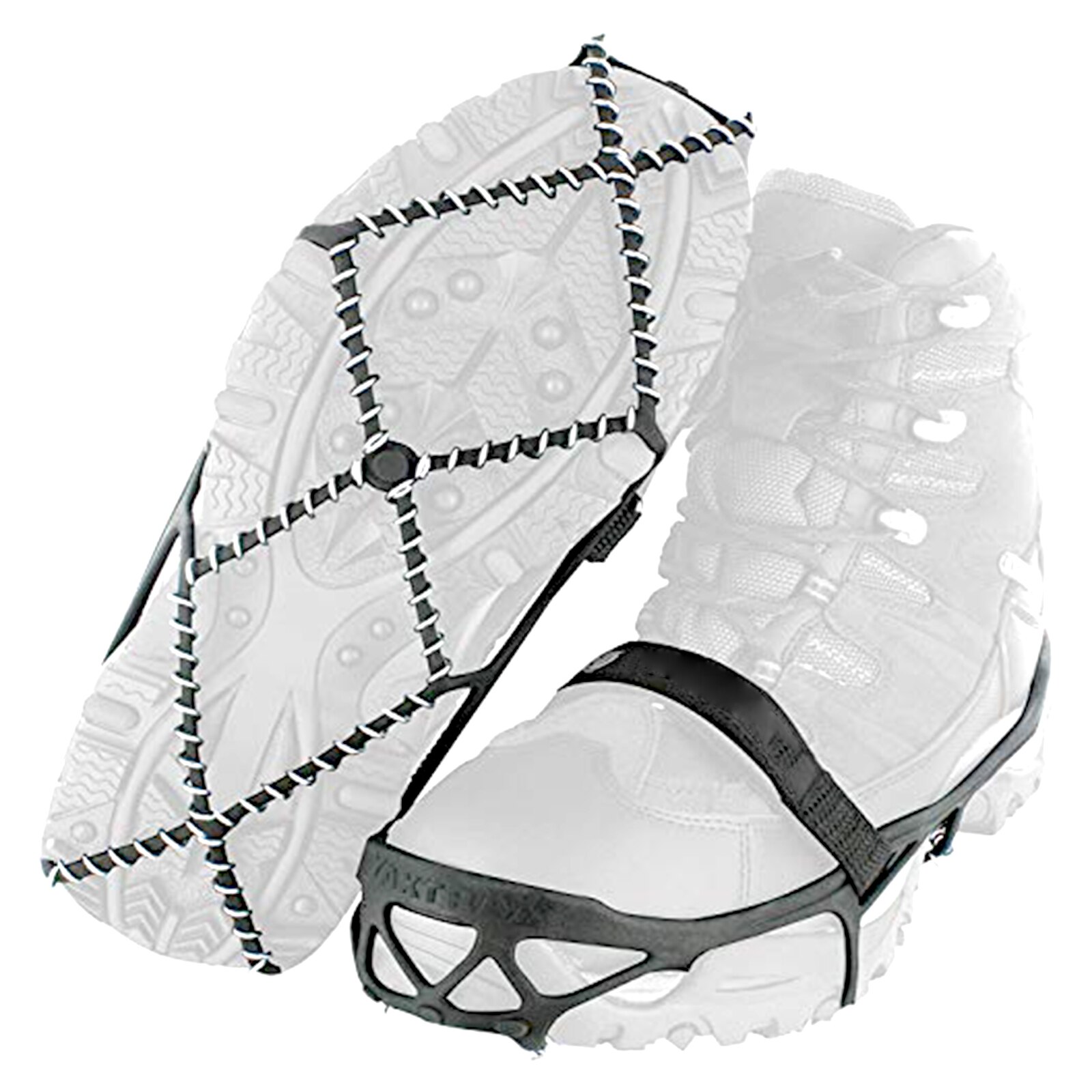 Tacos antideslizantes de tracción para caminar, calzado elástico para crampones, botas para caminar al aire libre, trotar y montañismo, 1 par: S Black	