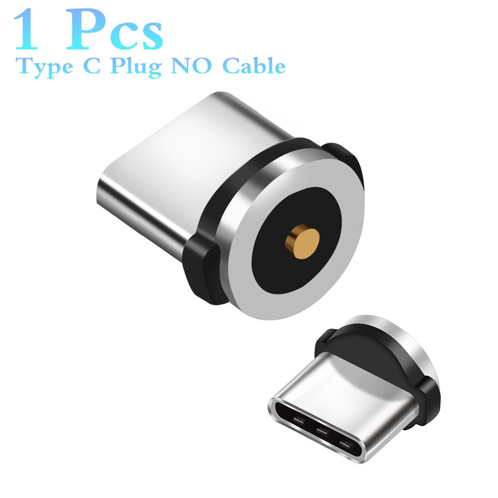 Cabo magnético micro usb tipo c, adaptador com 8 pinos e tomada usb (apenas tomada magnética) cabo magnético para cabeça redonda, 1m, 2m: For Type C