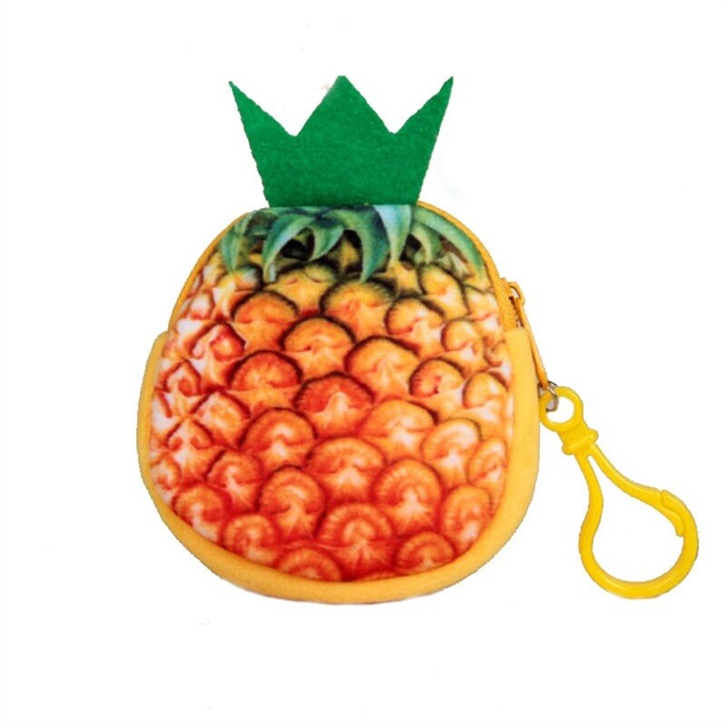 1Pcs Vrouwen Mini 3D Fruit Portemonnee Mini Handtas Key Mini Bag Vrouwelijke Rits Kleine Portemonnee Meisjes Portemonnee portemonnee: Pineapple
