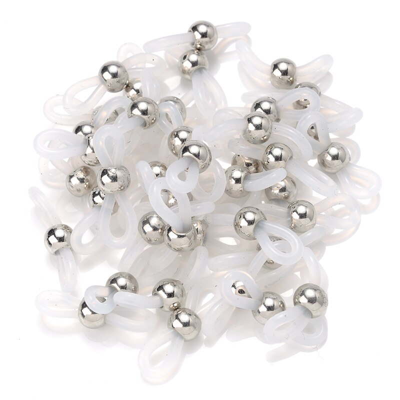 Boucle de retenue de lunettes, 50 pièces, crochet d&#39;oreille, chaîne de lunettes, extrémités de corde, support de cordon, sangle de retenue, Connecto: White Silver