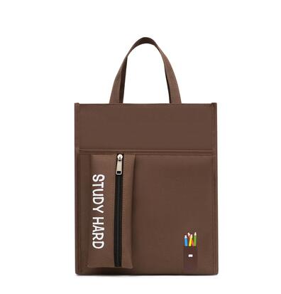 Students' Tutorial Bags A4 Canvas Waterproof Hand Bag Pencilbag Large Capacity Schoolbag Office School Supplies: 7