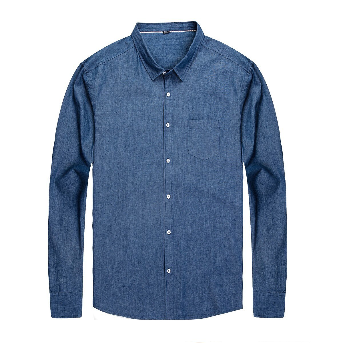 Jeansskjorta män plus size-kläder 8xl 7xl 6xl 5xl 4xl mansskjortor långärmade fritidsskjortor i bomull: Mörkblå / 5xl