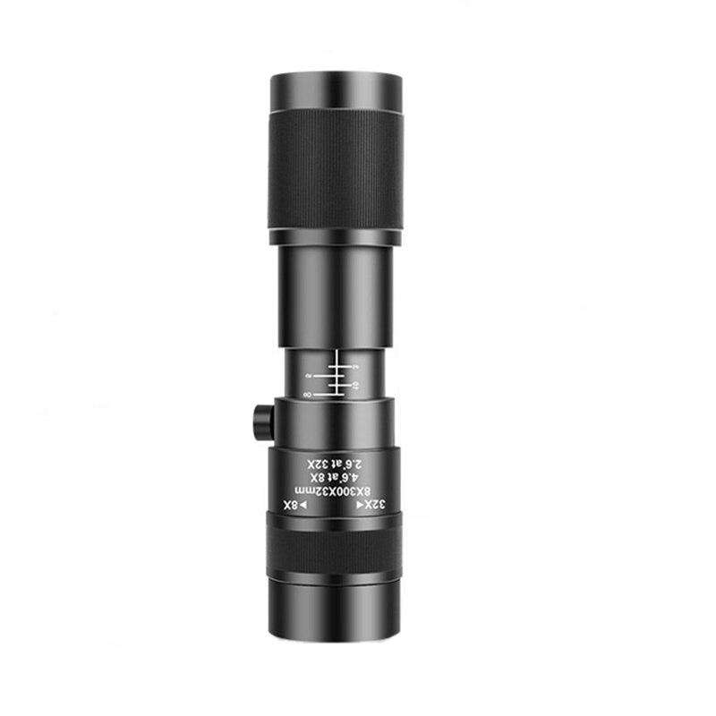 4IN1 Mobiele Telefoon Lens 8-32X Zoom Monoculaire Telescoop 198 Fisheye Lenzen 15X Macro 0.63X Groothoek Lente Voor Telefoon Tablet ipad: Only  Telescope
