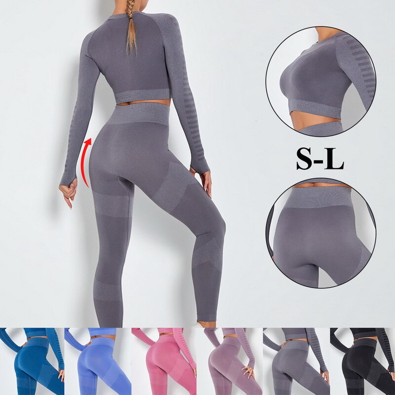 Vrouwen Stiksels Kleur Trainingspak Twee Delige Set Lange Mouwen Korte Lengte Top Elastische Taille Broek Vrouwen Sportkleding