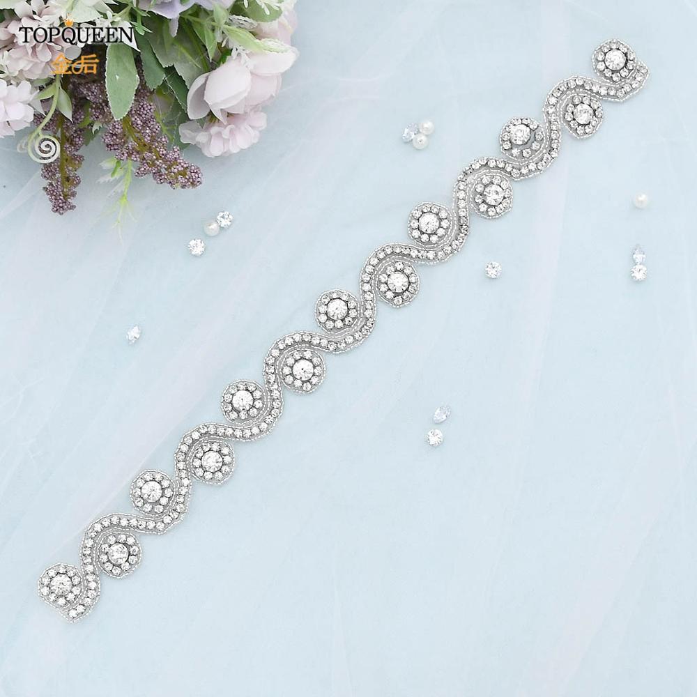 TOPQUEEN S10, cinturón de boda a la , cinturones de lujo ostentosos para mujer, faja enjoyada, cinturón Formal con diamantes de imitación: Applique