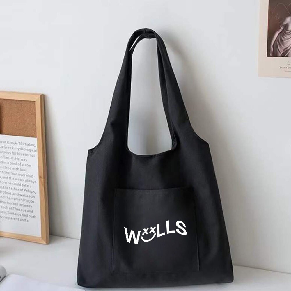 Trendy Boodschappentassen Opvouwbare Dames Canvas Schoudertassen Muren Gedrukt Student Shopper Tassen Travel Totes Werk Handtas