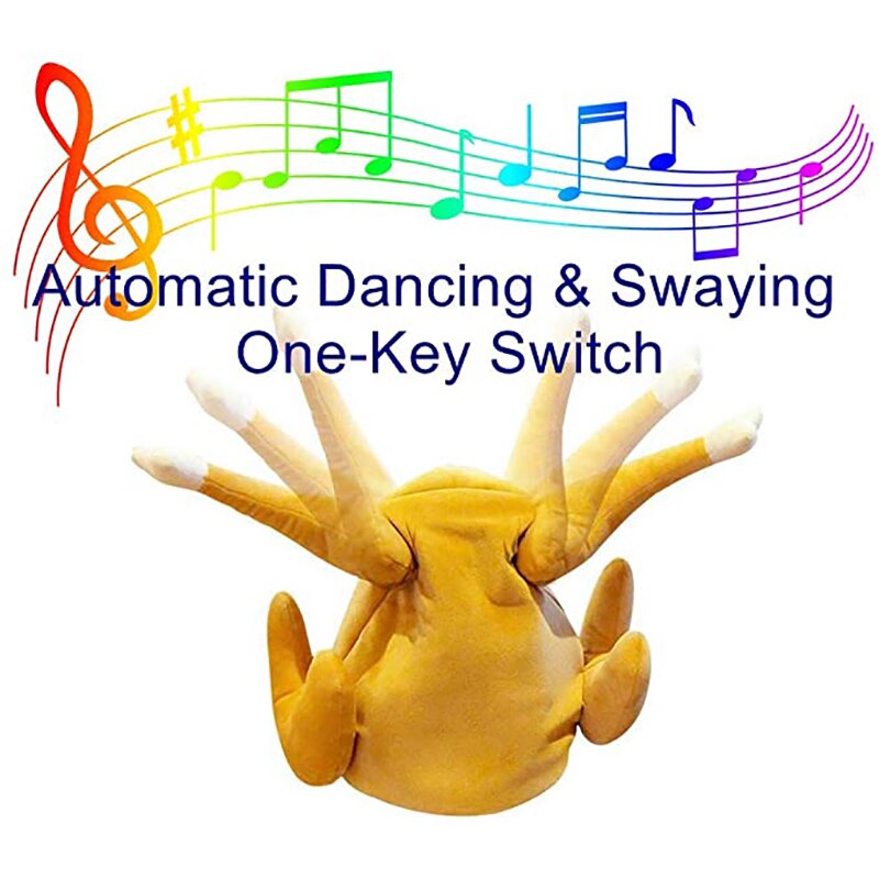 Party Hat Electric Dancing Turkey Hat Plush Adults Hat Thanksgiving Day Entertaining Xmas Party Quirky Costume Caps Toys