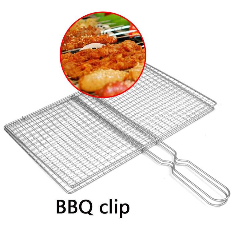 Cesta antiadherente Triple para asador de pescado, parrilla con mango de Metal, rejilla para barbacoa, accesorios para barbacoa, herramienta para exteriores para asar pescado, barbacoa R B0N4