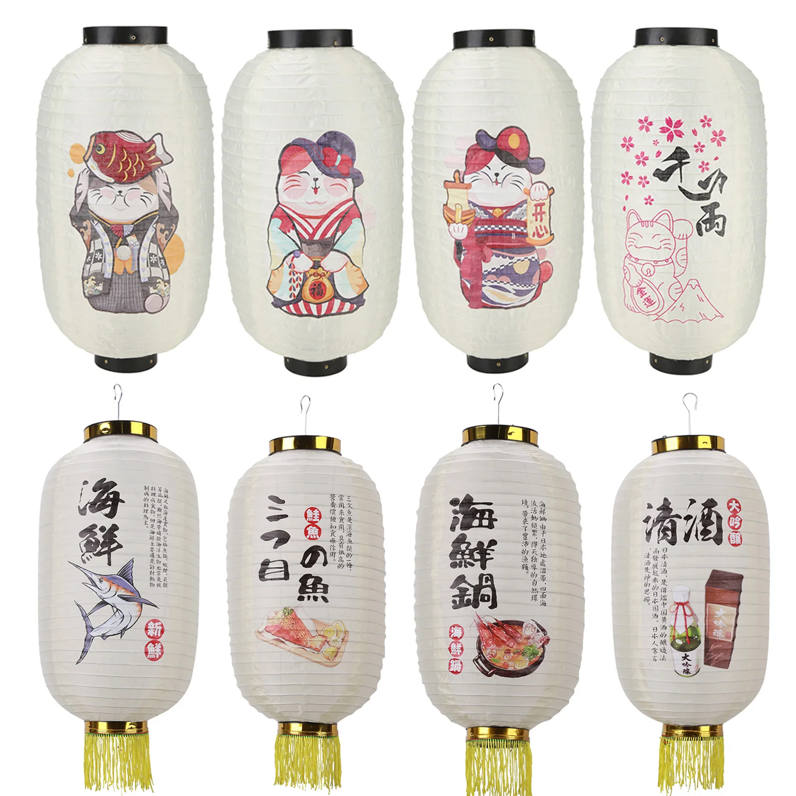 Linterna japonesa impermeable con estampado tradicional, farol colgante para decoración de restaurante, Ramen, Sashimi, Sushi