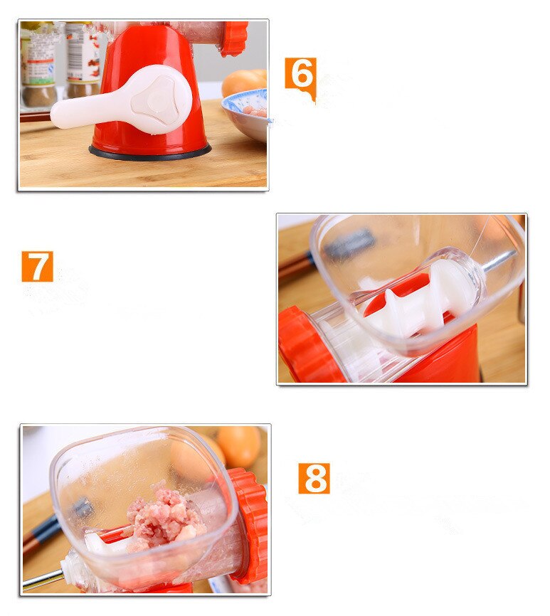 Moedor de carne manual multifuncional doméstico, picador de carne/vegetais/especiarias, com manivela manual, máquina de cozinhar doméstica, ok 0483, 1 peça