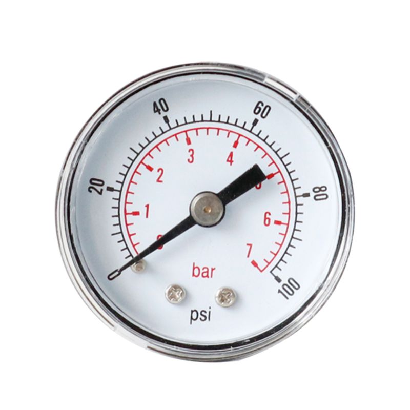 Trykkmåler 40mm 1/8 bspt bakre bak 15,30,60.100,160,300 psi & bar for luft, gass, vann, drivstoff.: Gul
