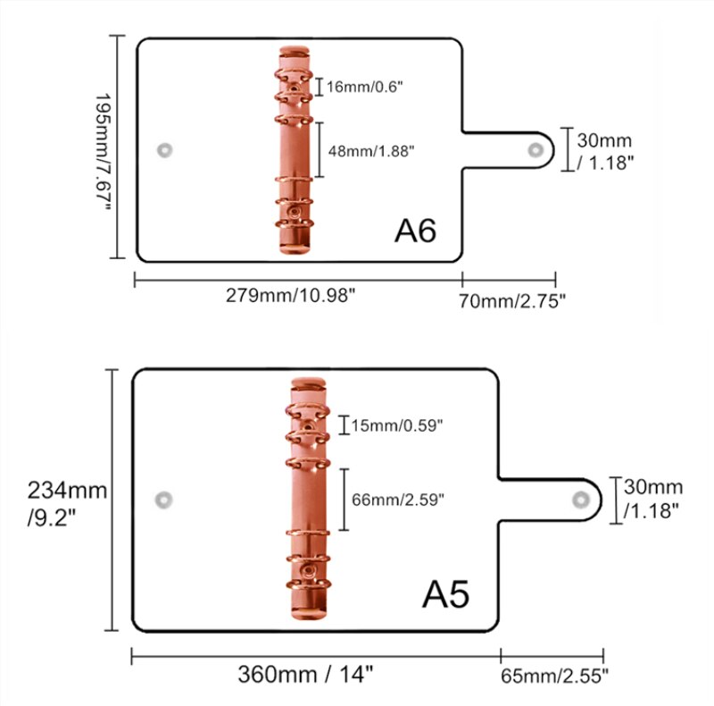 A5 A6 Glitter Binder Cover Soft Clear PVC Notebook Rose Gold Round Ring Protector with Snap Closure DIY Journal Planner Cover