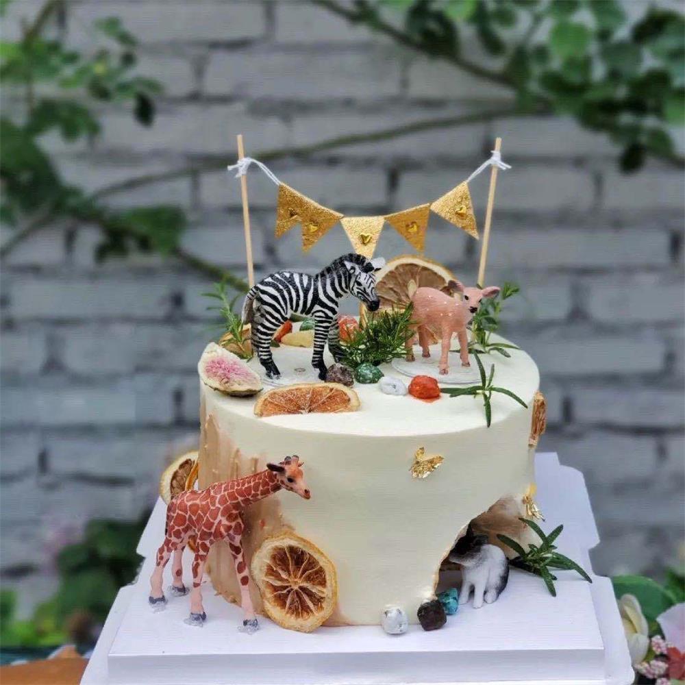 Safari Animals Cake Decor Simulation Elephant Kangaroo Panda Wild One Jungle Safari Cake Topper Happy Birthday Party Decor