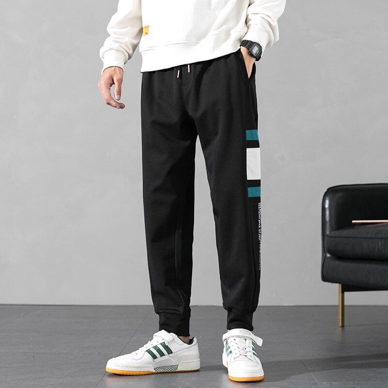 Mode sweatpants joggers mænd hip hop print løse joggingbukser mand højtaljede bomuldsbukser casual streetwear lange bukser: Xl