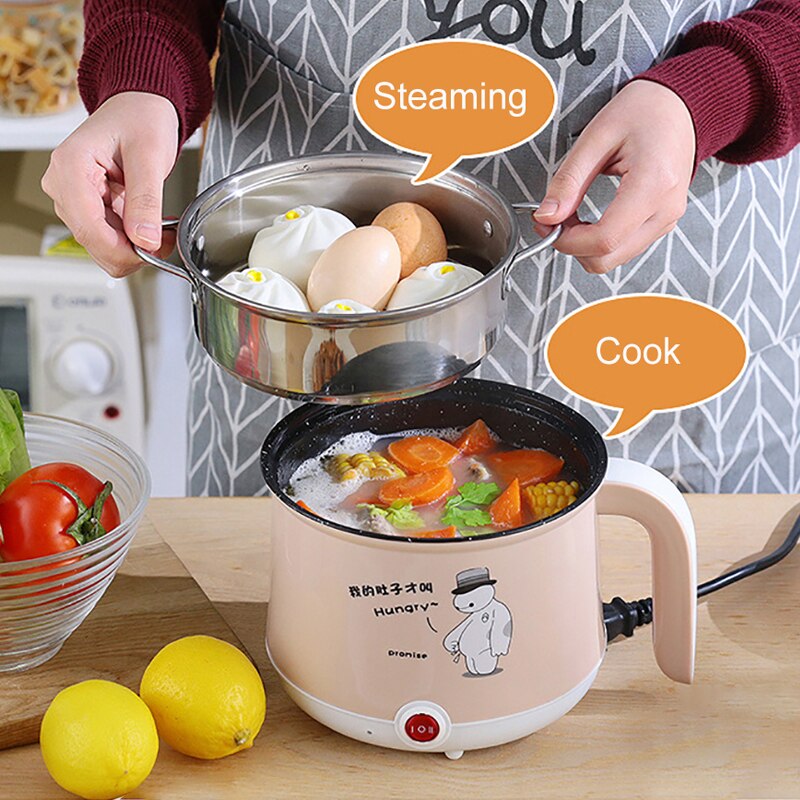 220V Mini Multifunction Electric Cooking Machine Single/Double Layer Available Pot Multi Electric Rice Cooker Non-stick pan