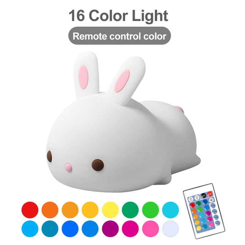 Nachtlicht katze silikon nachtlicht usb-wiederaufladbar touch-sensor schlafzimmer bettlampe mit fernbedienung für kinder baby dekoration: Bunnt-fernbedienung