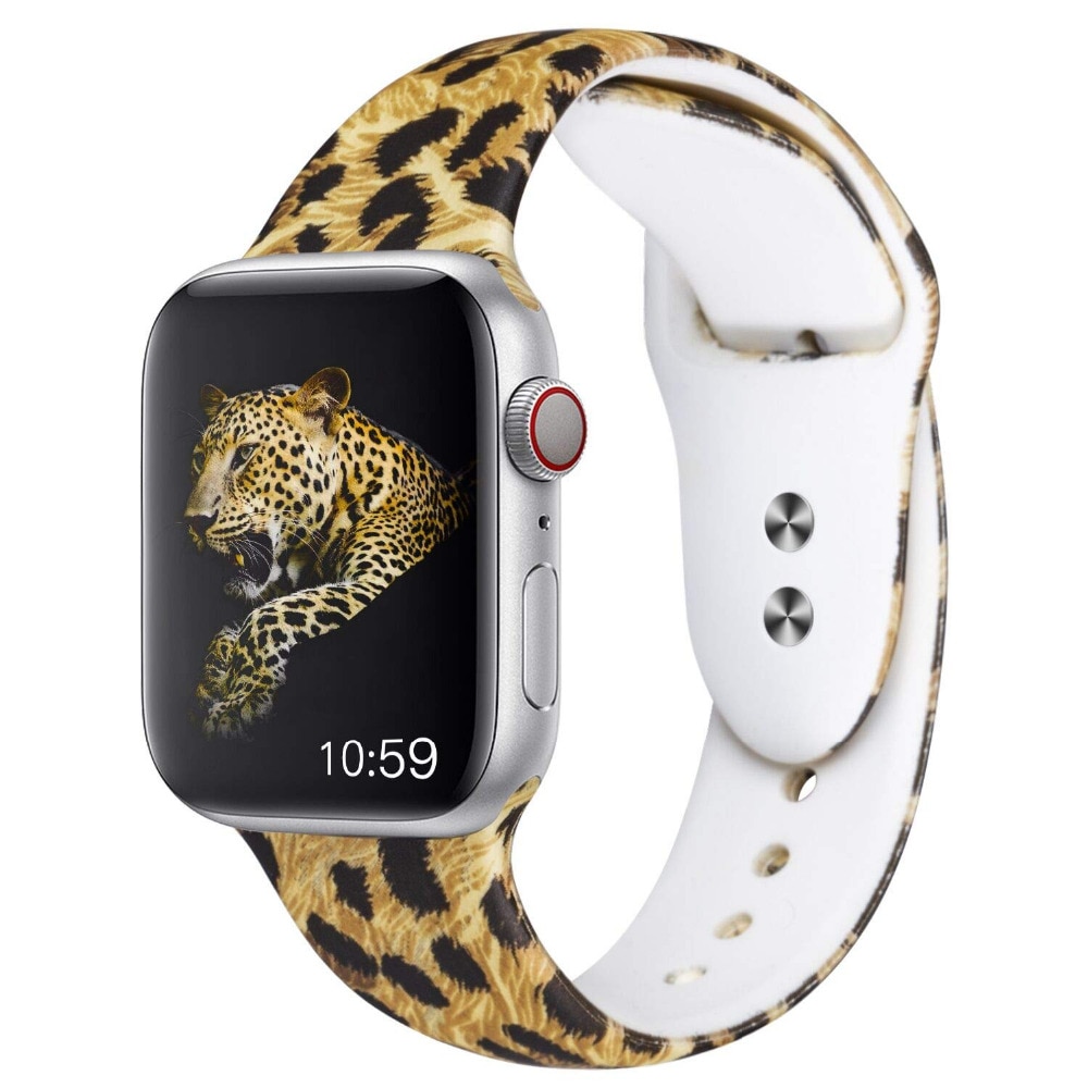 Apple Horloge Band, Luipaard Print Zachte Siliconen Band Armband Polsbandje 38Mm/40Mm S/M